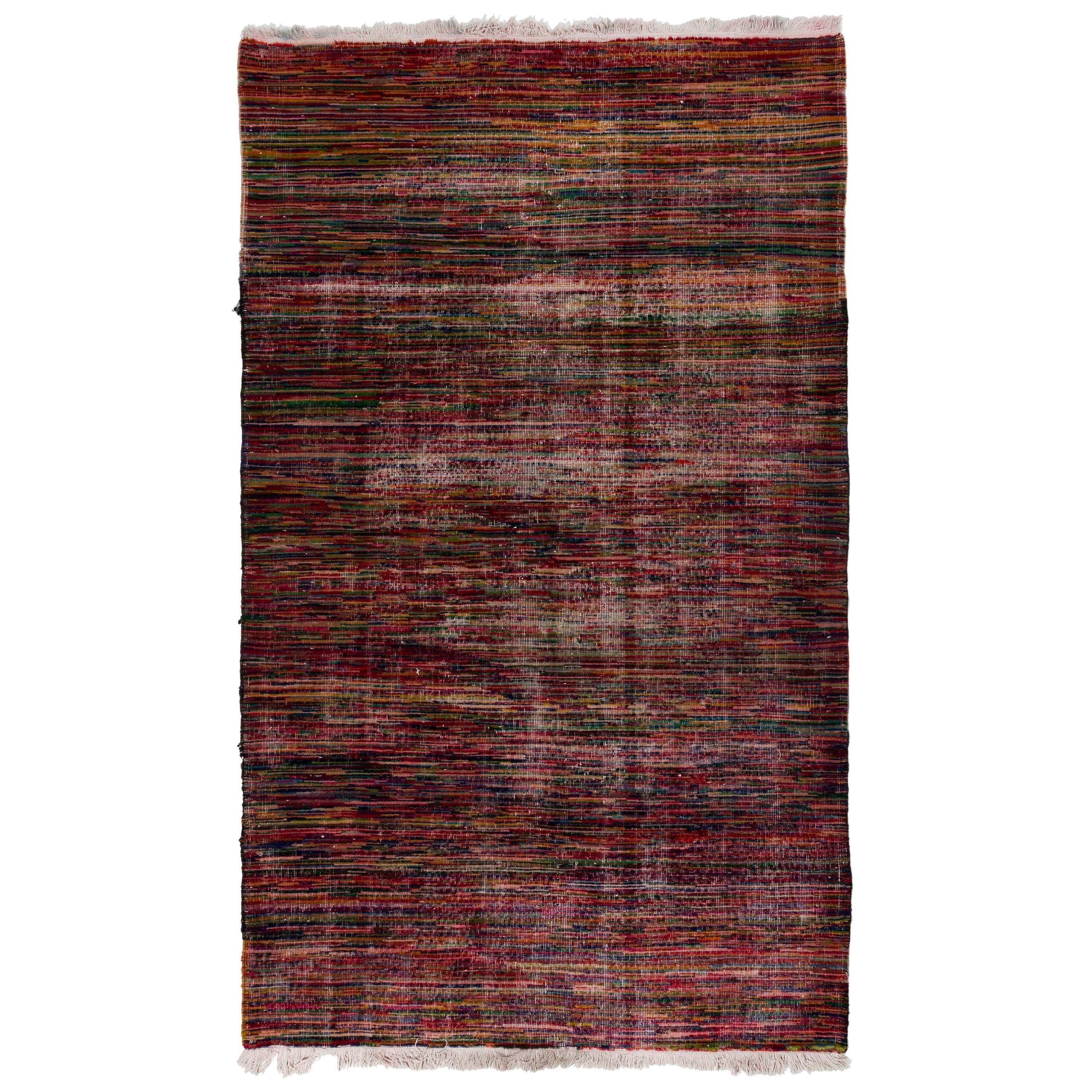 Handgeknüpfter Vintage-Teppich im Mid-Century-Modern-Stil, 2,25 m (5x8.2 Fuß) Abstraktes, farbenfrohes Design. 