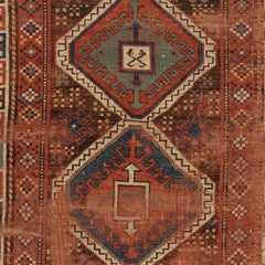 5x8.2 ft Antique Caucasian Karabagh Kazak Rug, Ca 1870