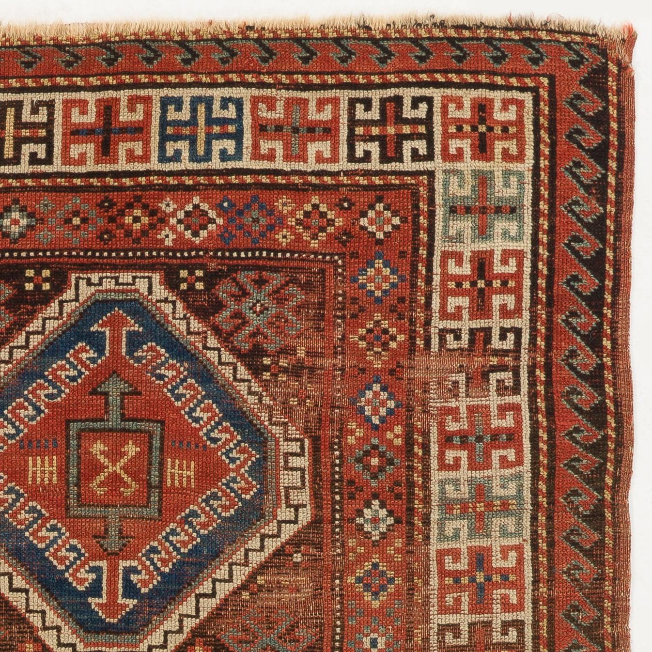 5x8.2 ft Antique Caucasian Karabagh Kazak Long Rug, Ca 1870 In Good Condition For Sale In Spring Valley, NY