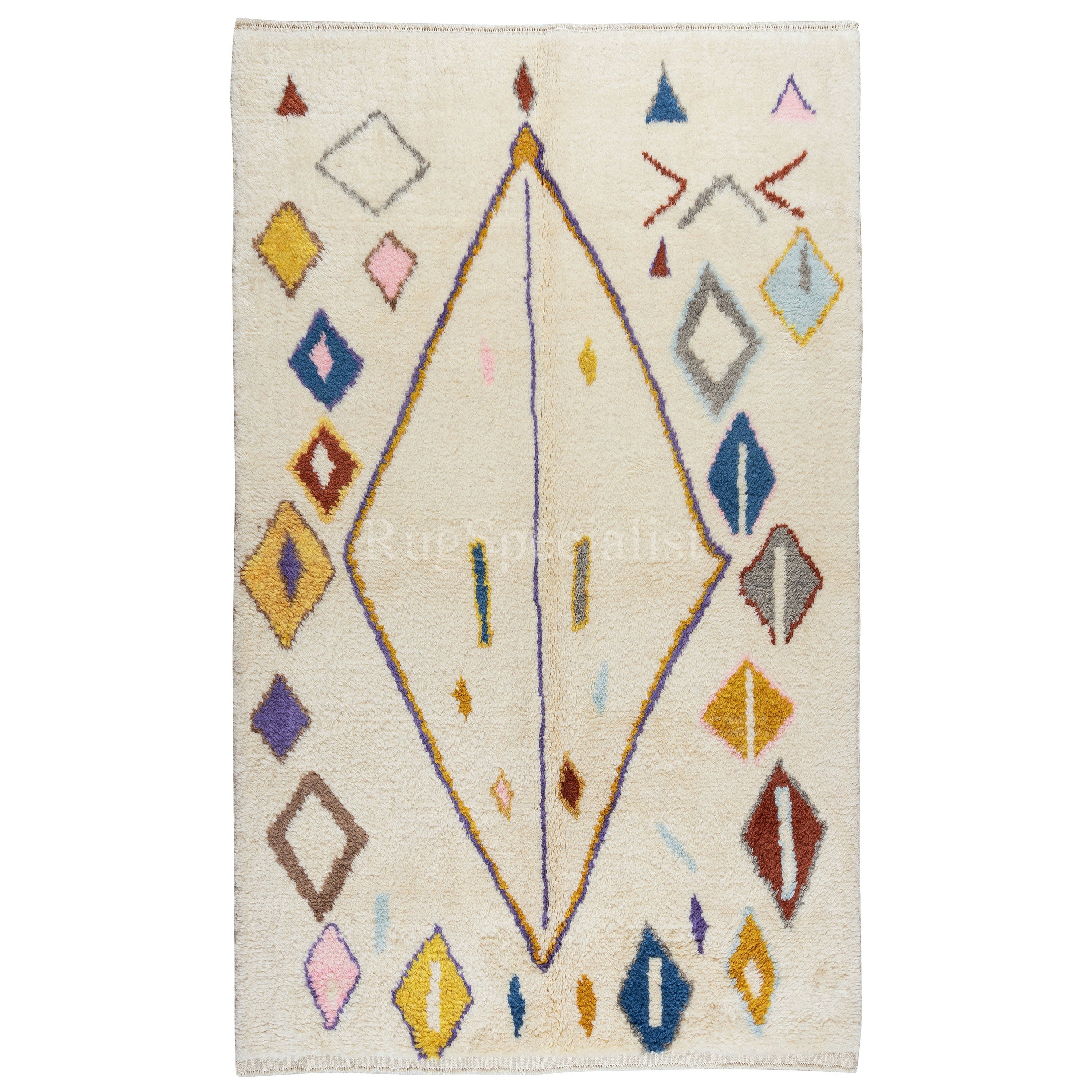5x8.2 Ft New Handmade Berber Boujad Moroccan Rug with Boho Chic Style. 100% Wool For Sale