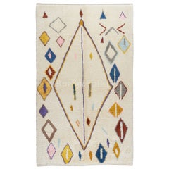 5x8.2 Ft New Handmade Berber Boujad Moroccan Rug with Boho Chic Style. 100% Wool