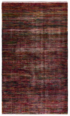 5 x 8,2 Fuß großer, handgeknüpfter Vintage-Teppich im Mid-Century-Modern-Stil. Abstraktes, farbenfrohes Design