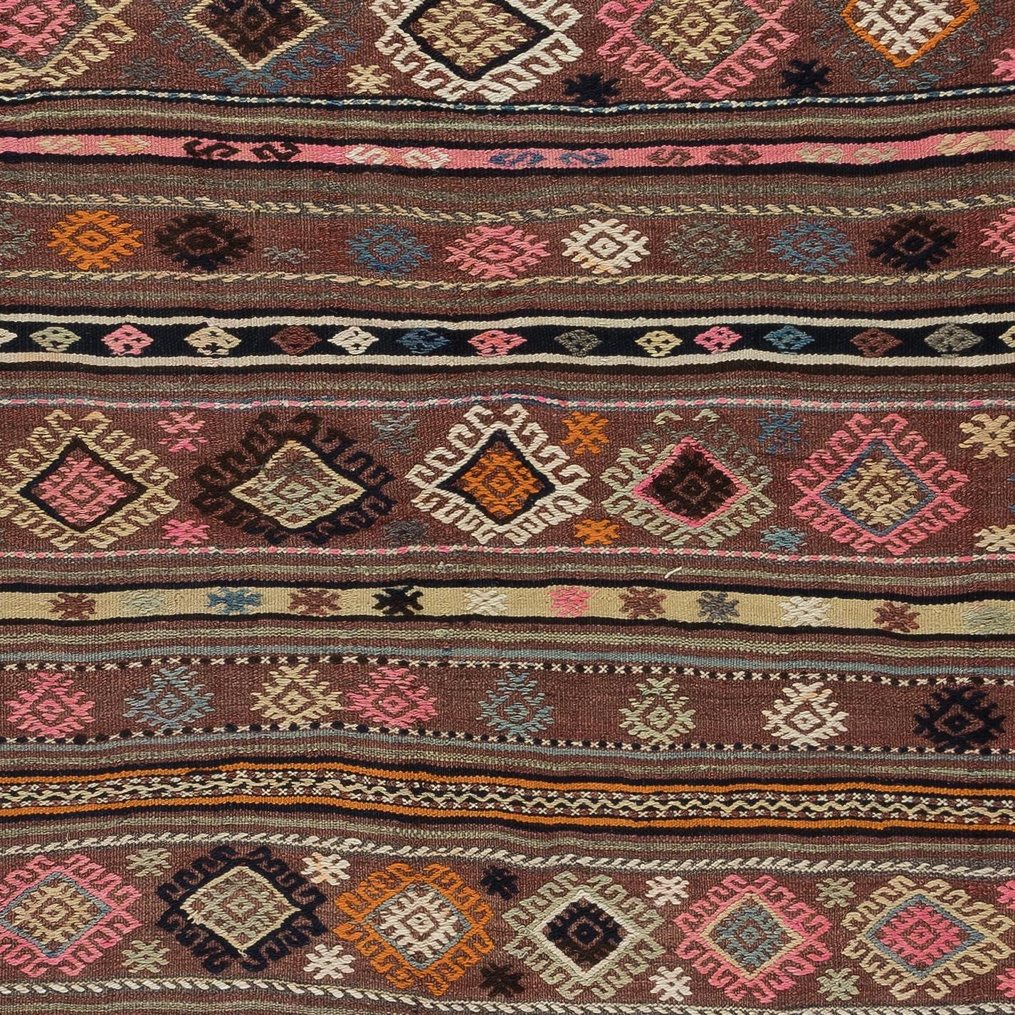 5x8.3 Ft Tappeto Kilim Vintage tessuto a mano, tappeto a trama piatta, 100% lana In condizioni buone in vendita a Spring Valley, NY