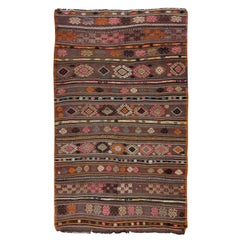 5x8.3 Ft Hand-Woven Vintage Anatolian Kilim Rug, Flat Weave Carpet, 100% Wool