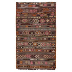 5x8.3 Ft Hand-Woven Vintage Anatolian Kilim Rug, Flat Weave Carpet, 100% Wool