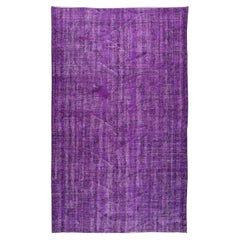 Handmade Modern Rug in Purple. Vintage Anatolian Carpet, Floor Covering