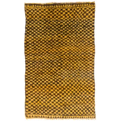 5x8.3 Ft Mid-Century "Tulu" Wool Rug with Chequered Design, Circa 1960