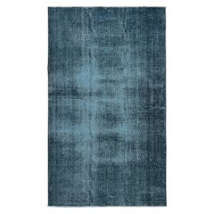 5x8.3 Ft Modern Area Rug Surteint en bleu uni, noué à la main en Turquie