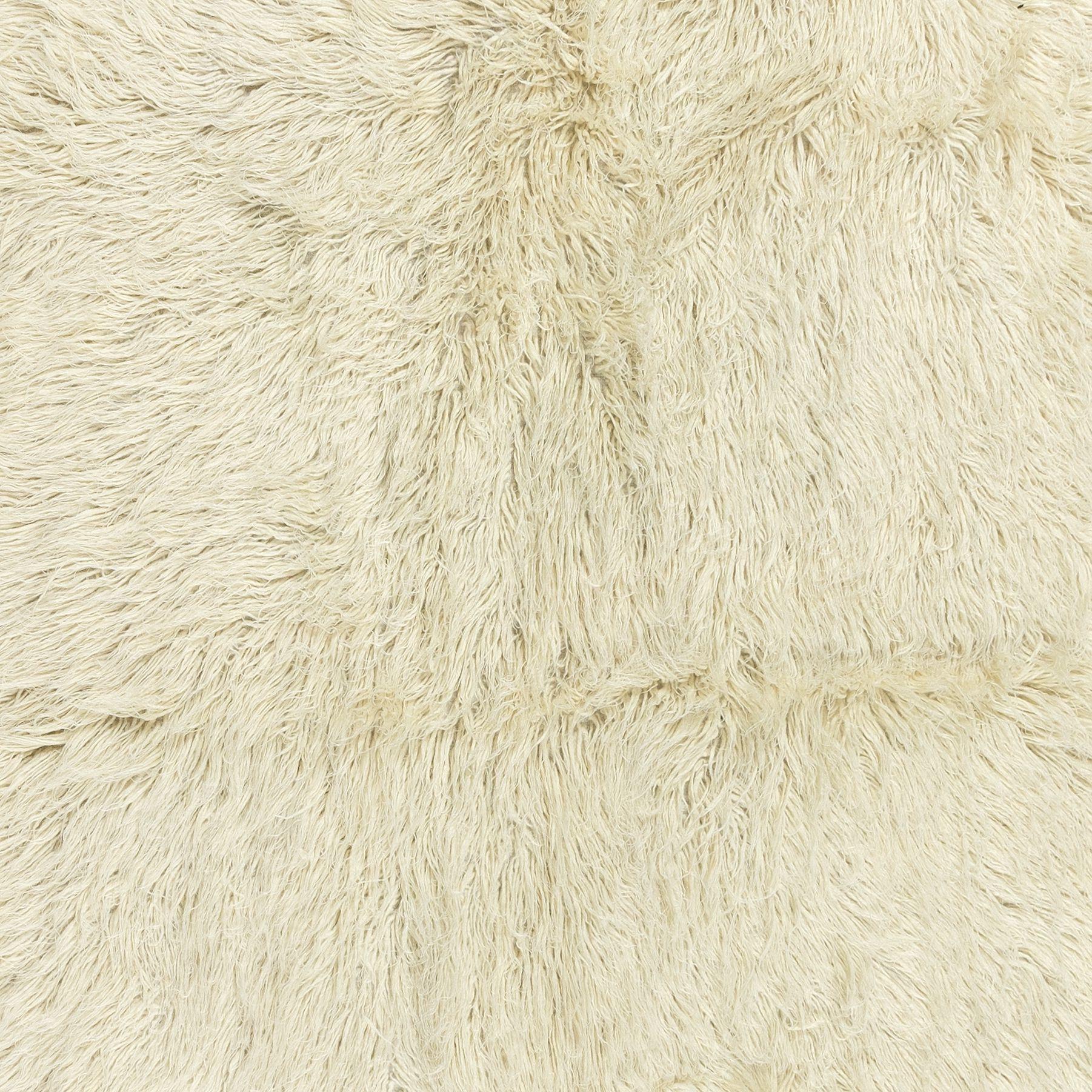 Turkish 5x8.3 Ft Vintage Handmade Shaggy Accent Rug Made of Natural Mohair Wool For Sale