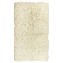 5x8.3 Ft Vintage Handmade Shaggy Accent Rug Made of Natural Mohair Wool