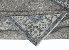 5x8.4 Ft Handmade Turkish Brown Rug, Modern Floral Carpet, Modern Home Decor
