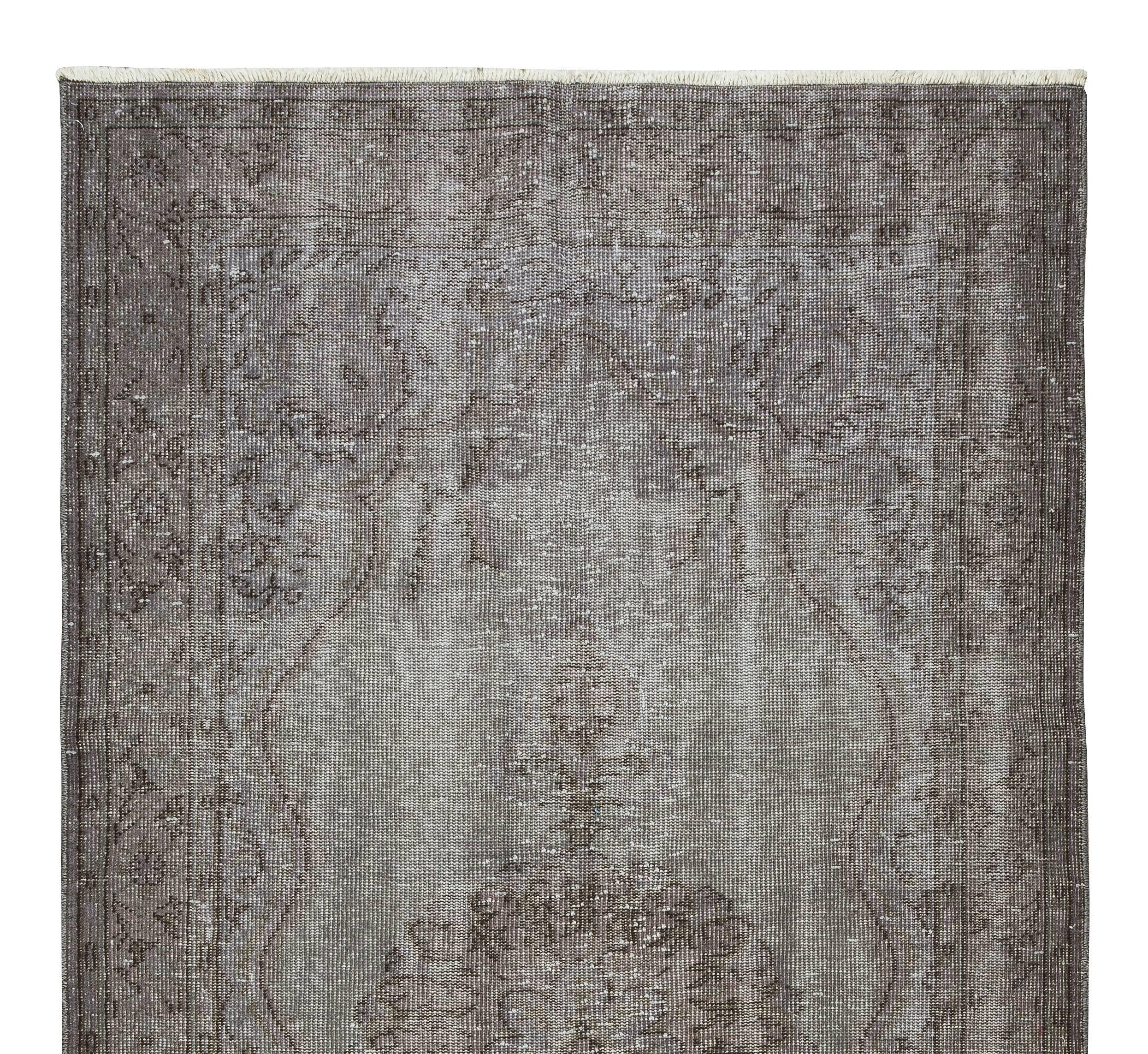 Mid-Century Handmade Turkish Area Rug ReDyed in Gray 4 Modern Interiors In Good Condition In Philadelphia, PA