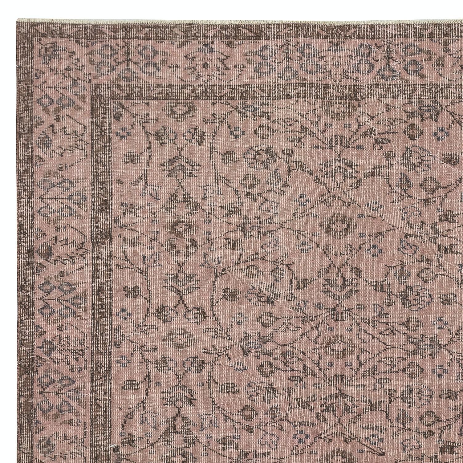 5x8.4 Ft Rosafarbener handgeknüpfter türkischer Teppich mit floralem Design. Geschenk für Mädchen (Türkisch) im Angebot