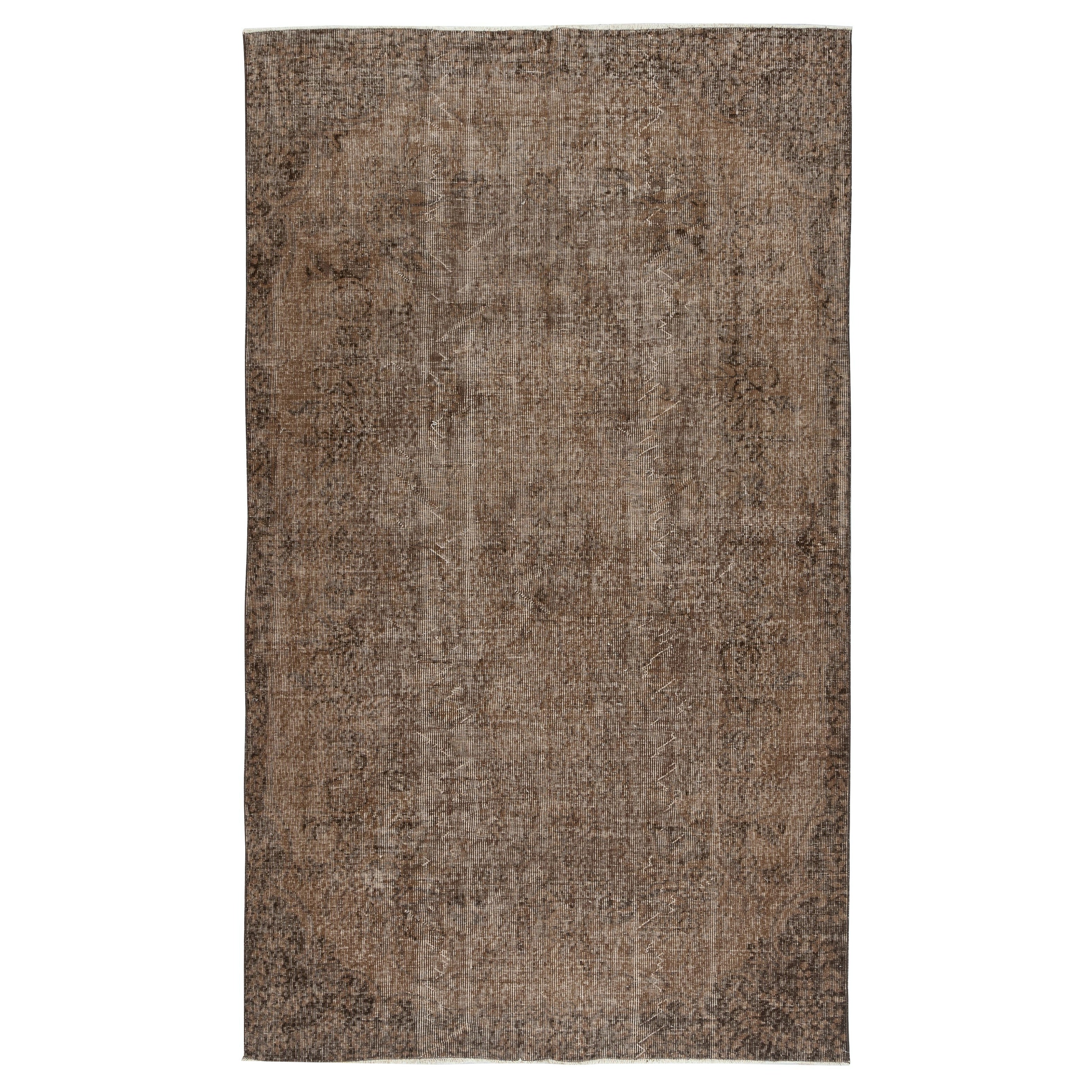 5x8.4 Ft Vintage Handmade Turkish Rug Overdyed in Braun für moderne Interieurs