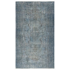 Tappeto blu moderno 5x8.5 Ft. Tappeto vintage in lana fatto a mano
