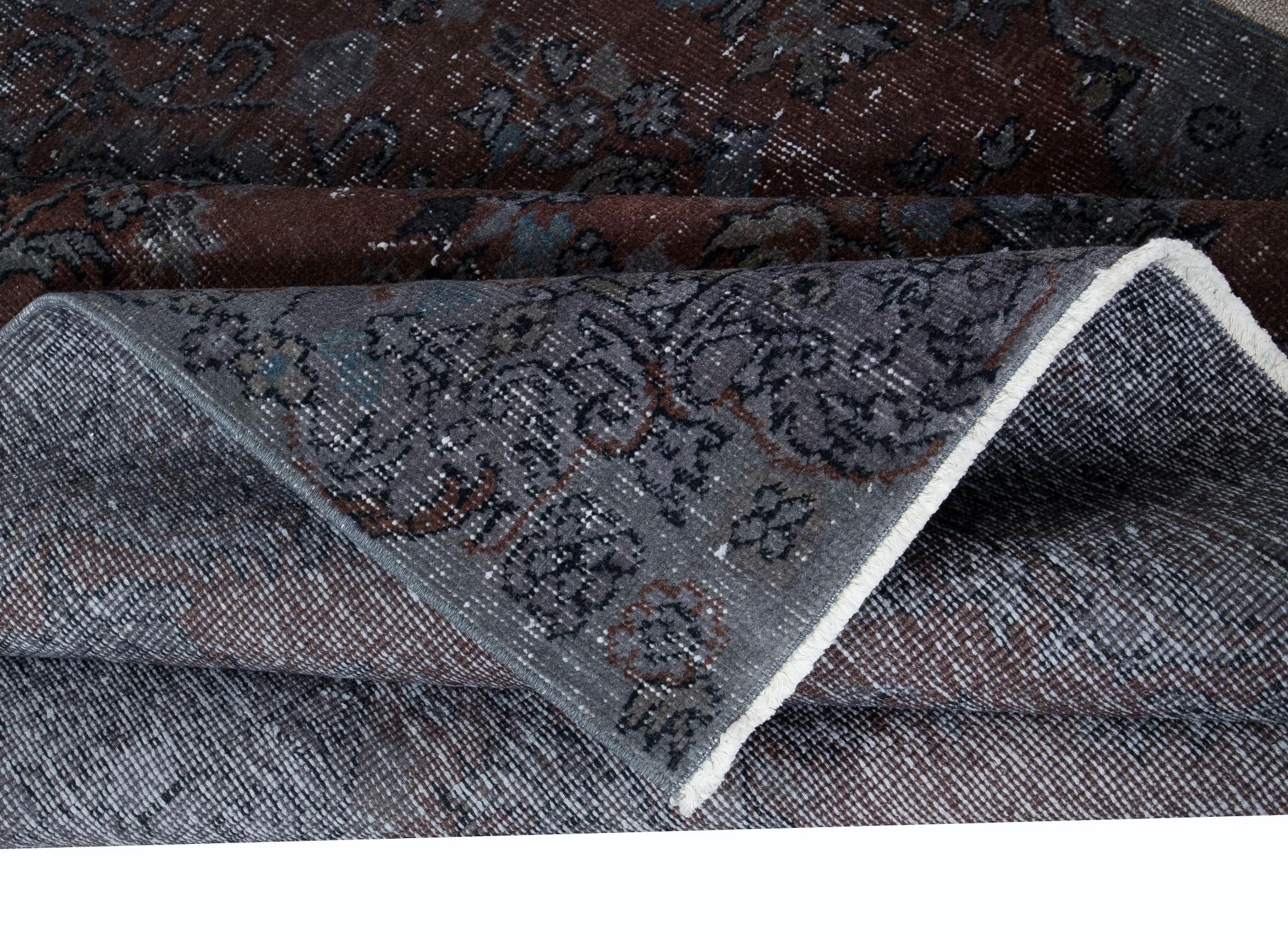 5x8.5 Ft Moderner handgefertigter türkischer Teppich in Grau & Braun für Wohnzimmer & Schlafzimmer (Türkisch) im Angebot