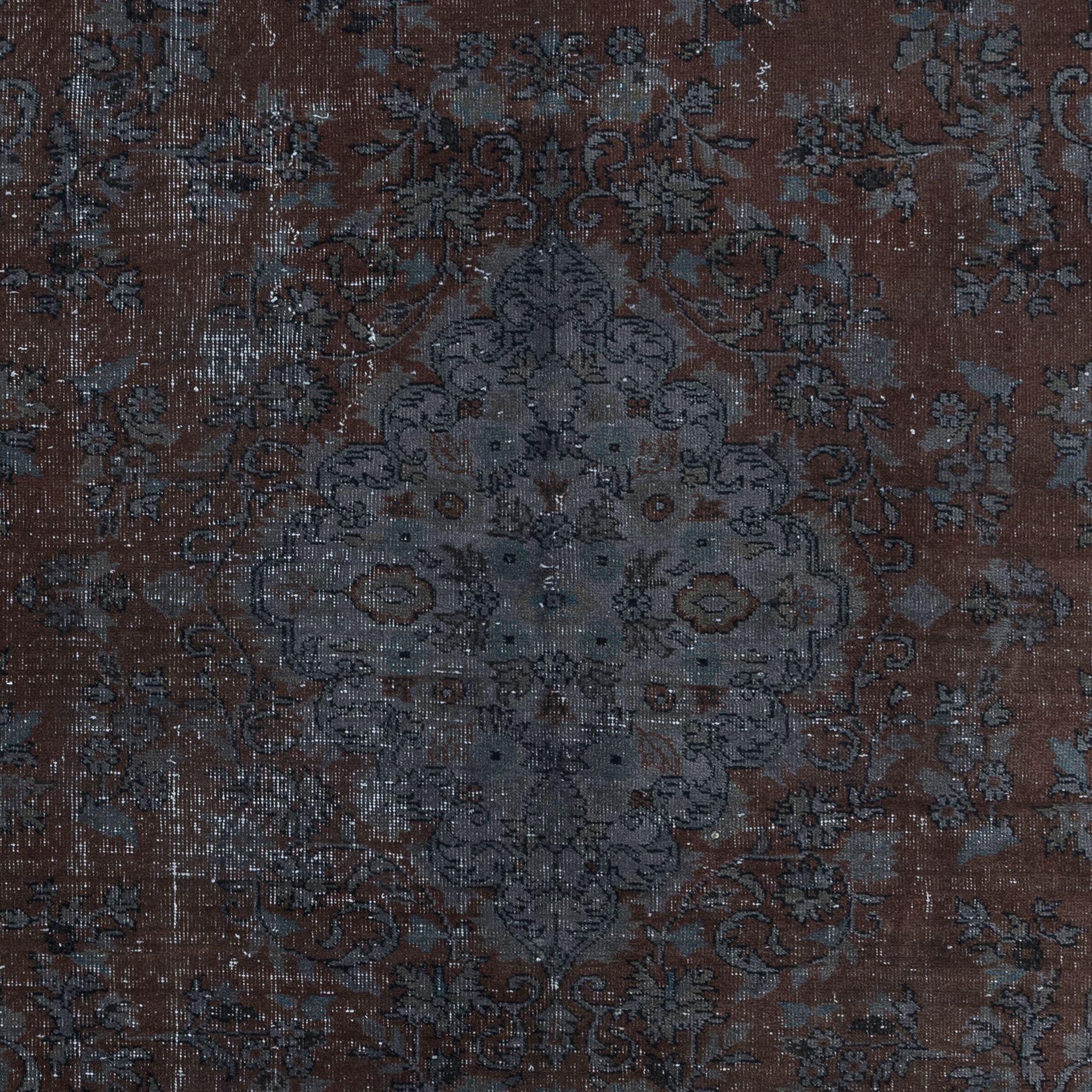5x8.5 Ft Moderner handgefertigter türkischer Teppich in Grau & Braun für Wohnzimmer & Schlafzimmer im Zustand „Gut“ im Angebot in Spring Valley, NY