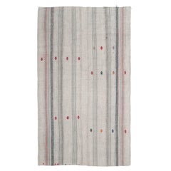 Vintage Hand-Woven Anatolian Kilim "Flat-Weave" with Striped Design