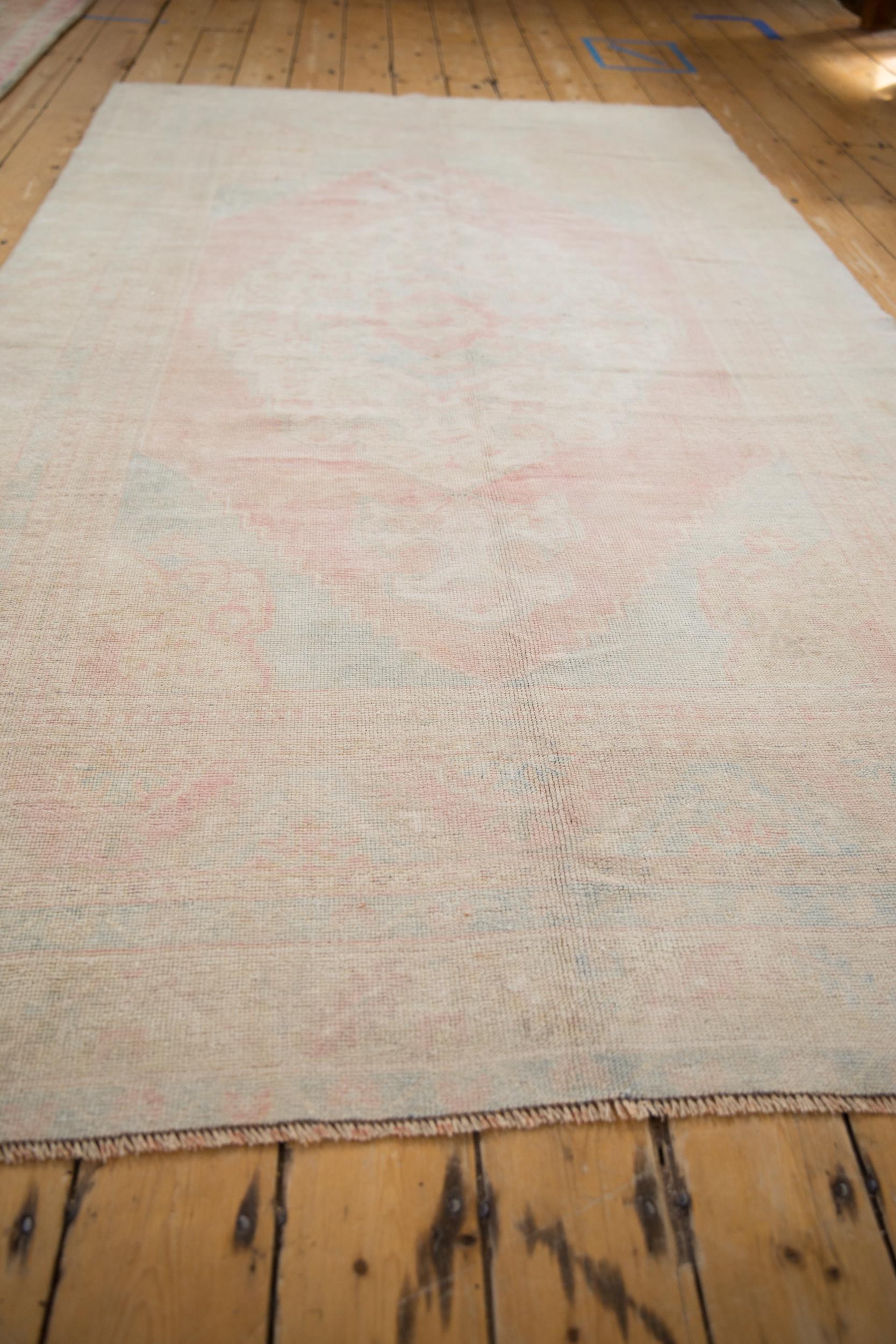 Hand-Knotted Vintage Distressed Oushak Carpet For Sale