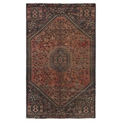 5'x8'6" Amber Brown Vintage Zoroastrian Shiraz Hand Knotted Wool Oriental Rug