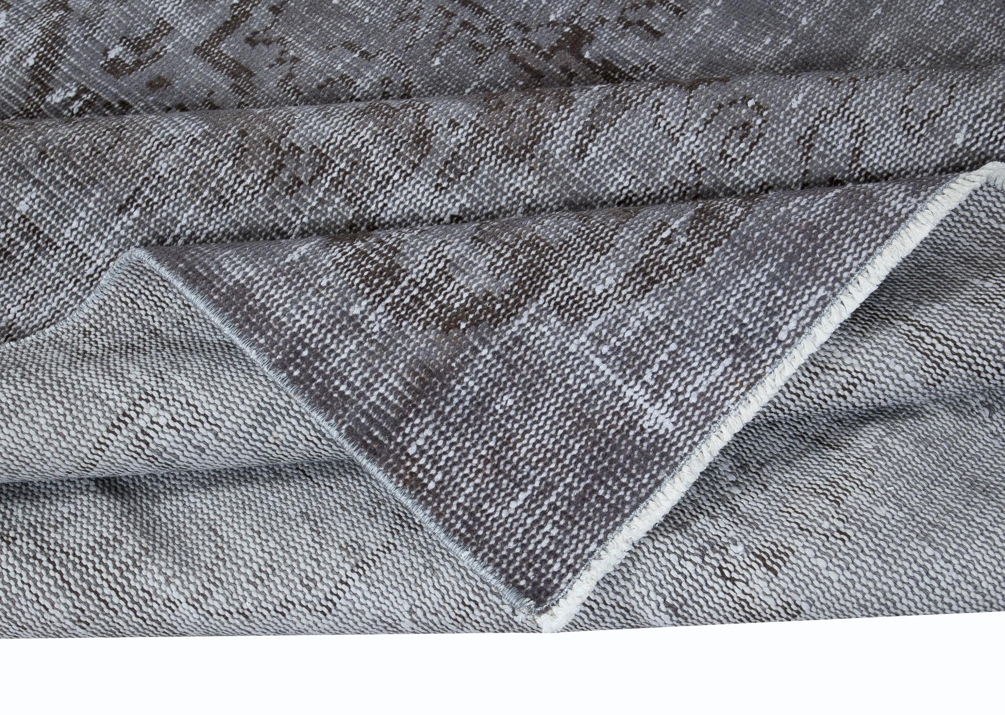 Modern 5x8.6 Ft Gray Handmade Area Rug, Decorative Turkish Carpet, Floor Covering For Sale