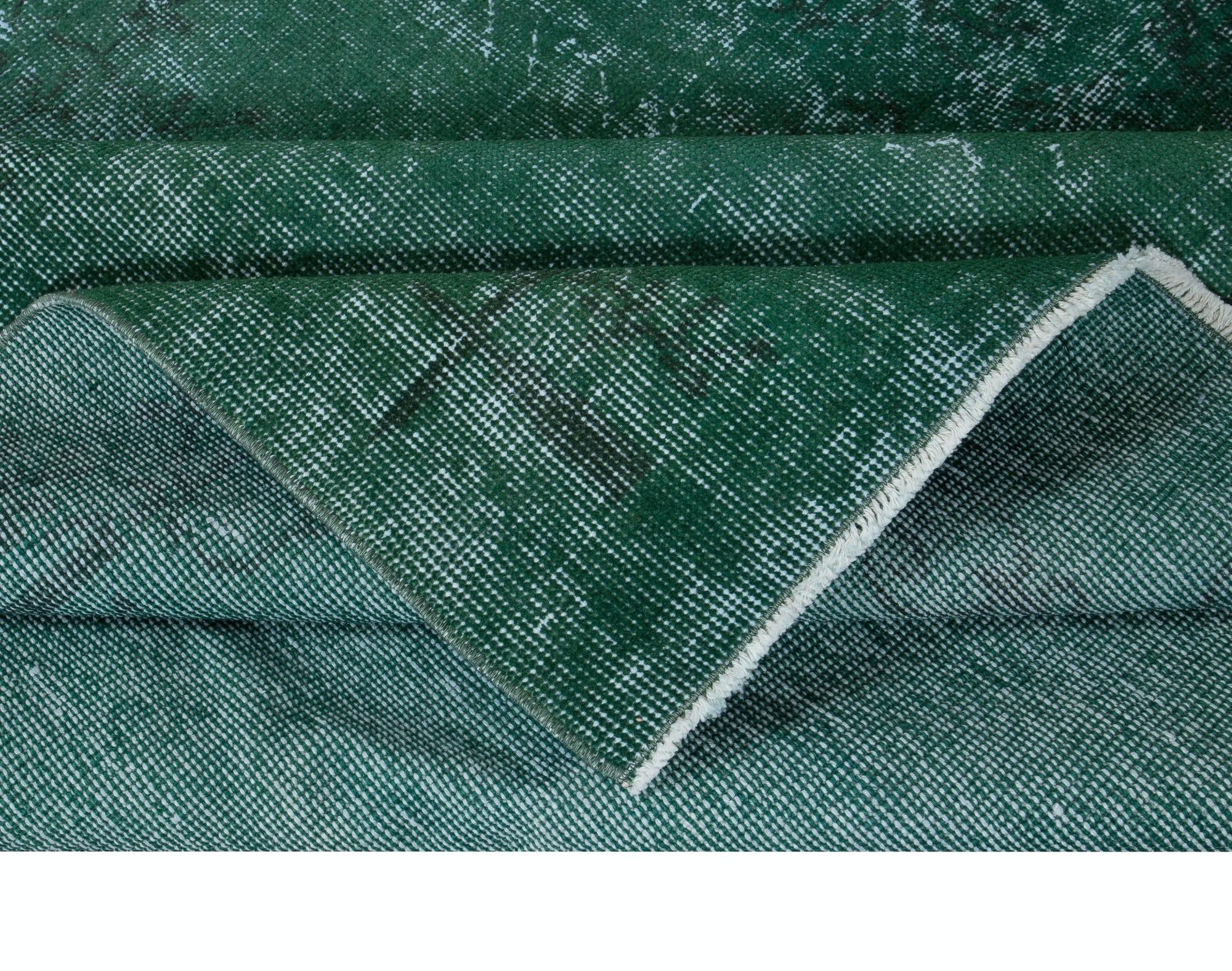 Hand-Woven 5x8.6 Ft Home Decor Modern Rug, Handmade Floor Covering, Green Turkish Carpet For Sale