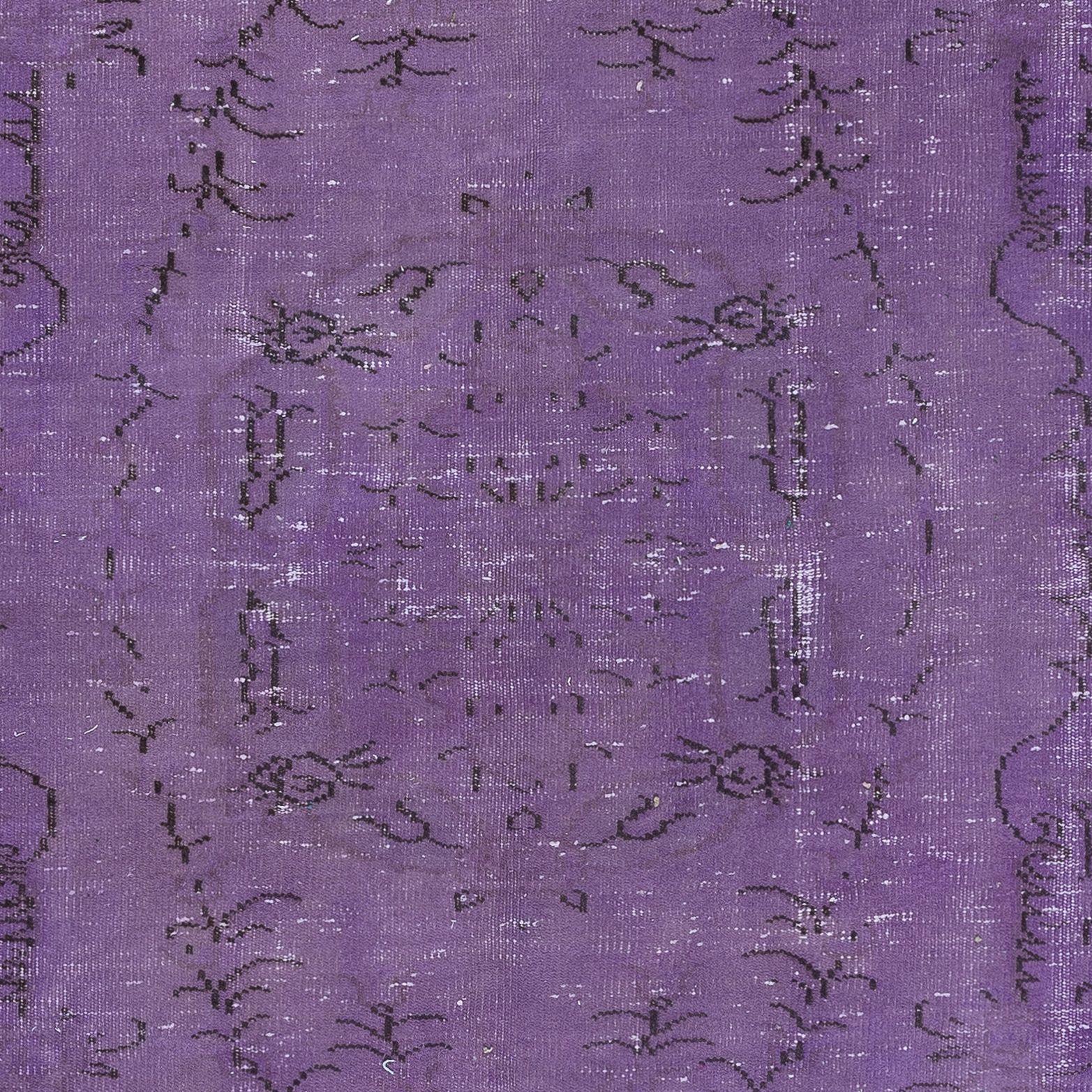 Hand-Knotted 5x8.6 Ft Royal Purple Turkish Area Rug, Hand Made Modern Carpet, Floor Covering For Sale