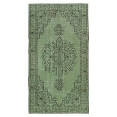 Tappeto per interni Modern 5x8.7 Ft Autentico tappeto turco fatto a mano di colore verde