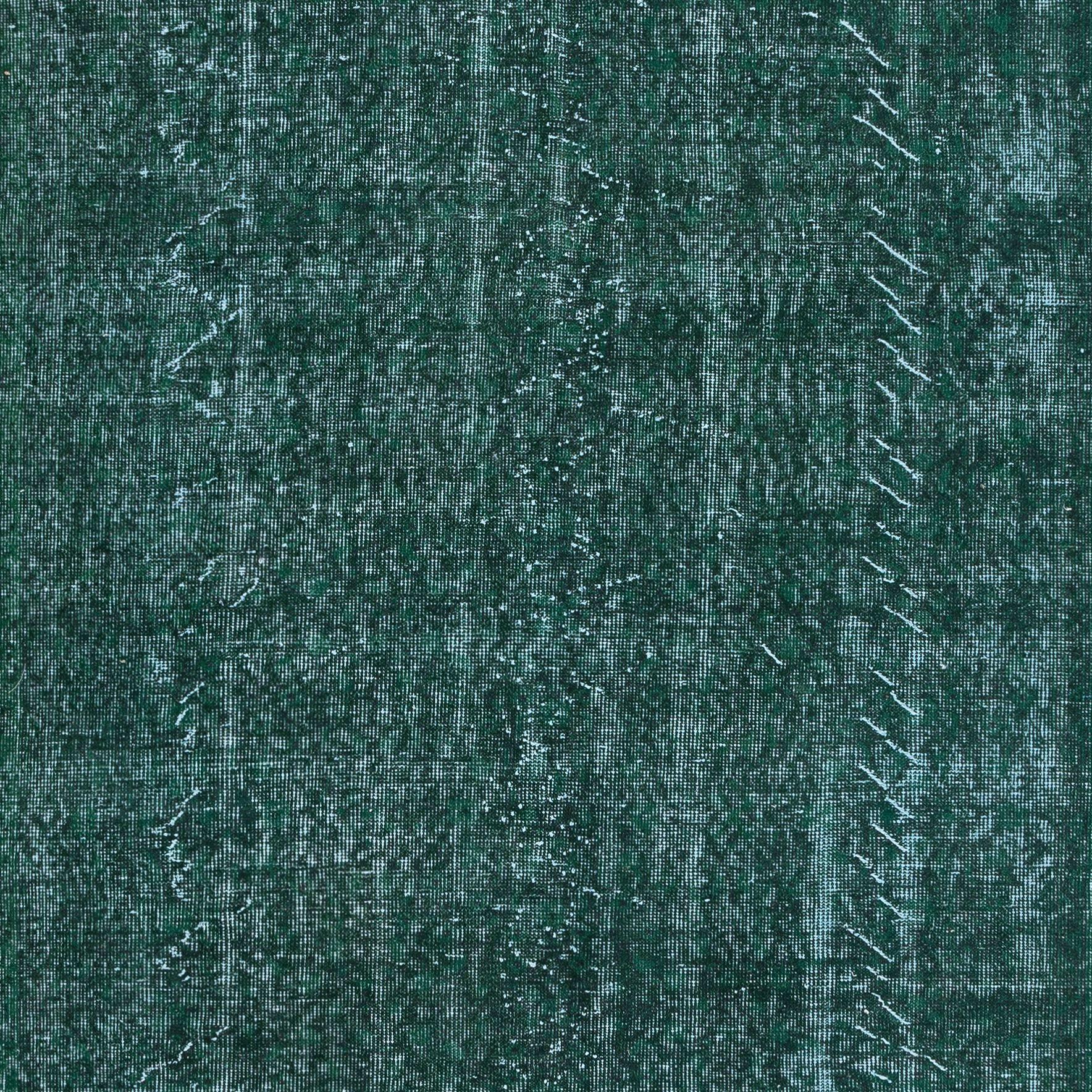 20th Century 5x8.7 Ft Modern Handmade Turkish Dark Green Rug Distressed Look Vintage Carpet For Sale