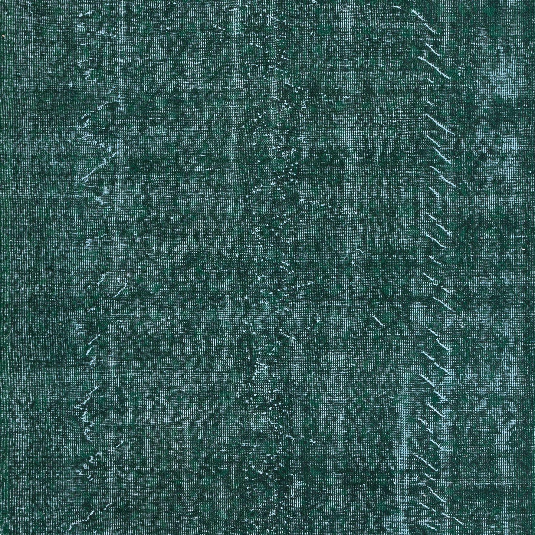 5x8.7 Ft Modern Handmade Turkish Dark Green Rug Distressed Look Vintage Carpet In Good Condition For Sale In Spring Valley, NY