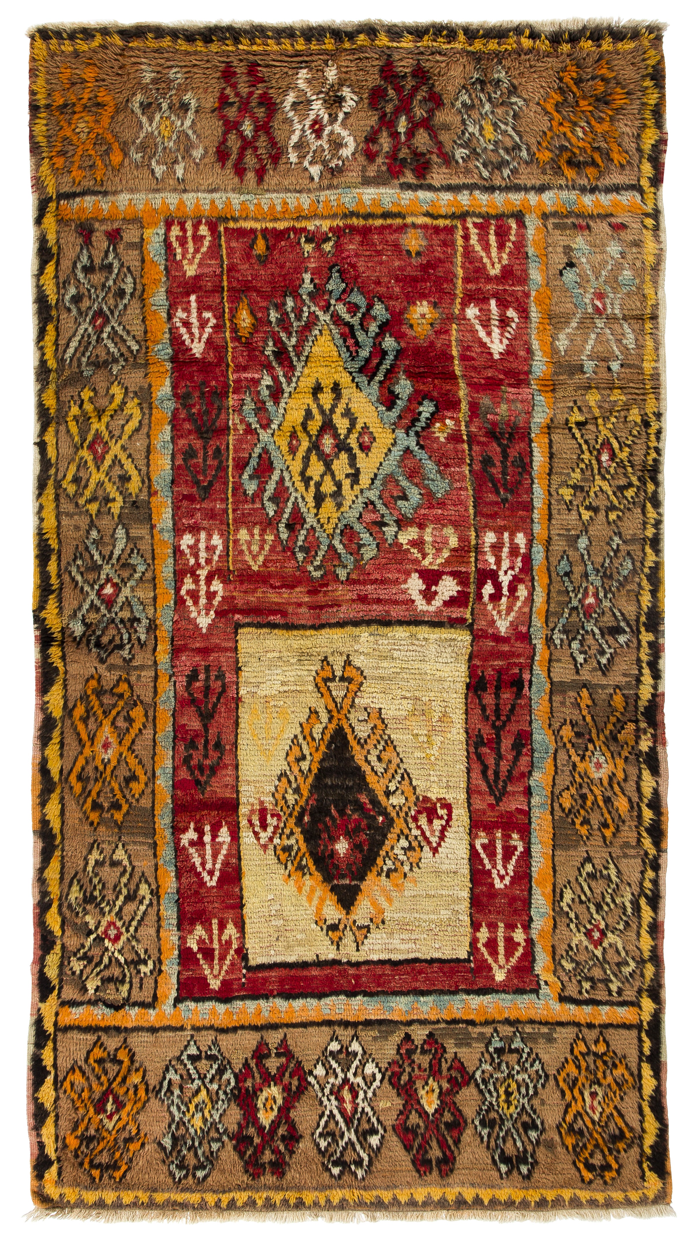 5x8.7 Ft Rare Antique Handmade Turkish Village Rug, 100% Wool