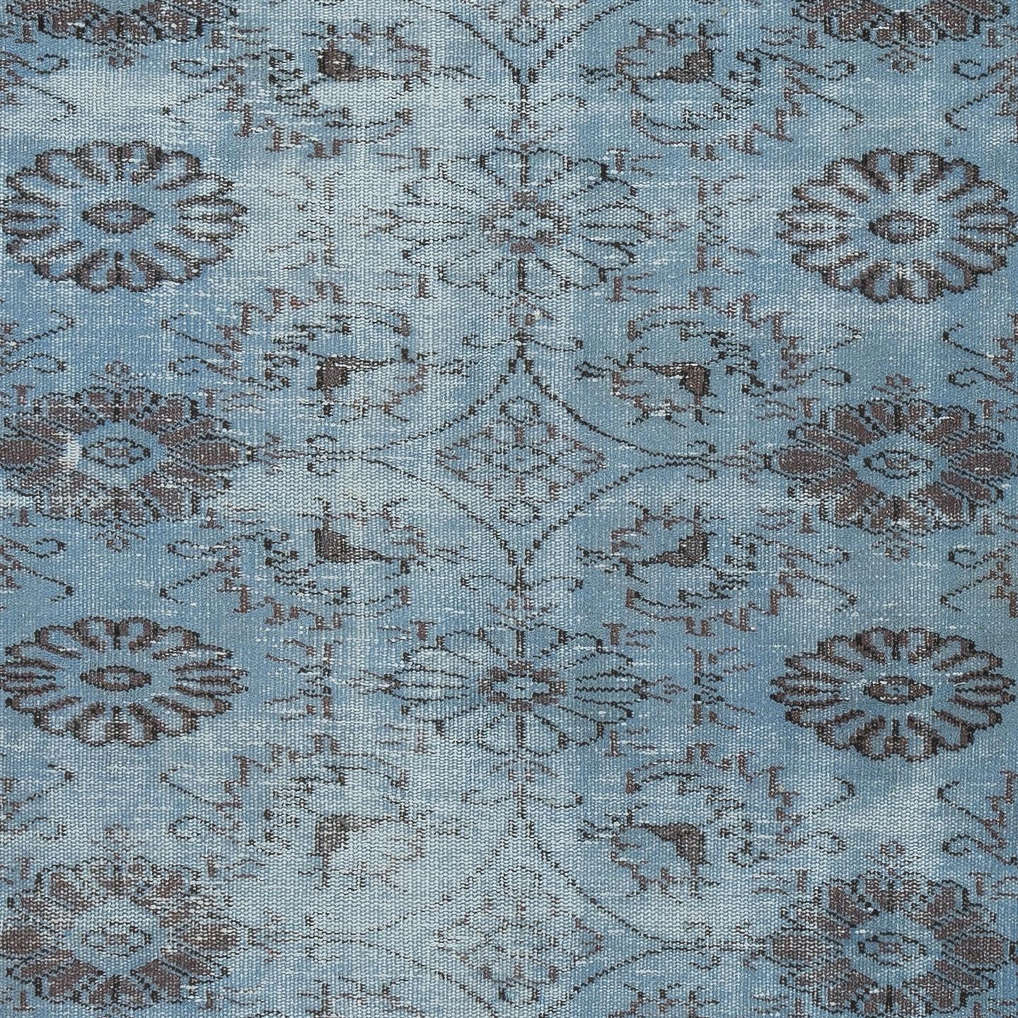 5x8.8 Ft geblümt gemusterter blauer Teppich für moderne Inneneinrichtung, handgefertigt in der Türkei (Handgeknüpft) im Angebot