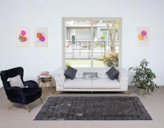 5x8.8 Ft Handmade Gray Indoor-Outdoor Rug, Medallion Design Anatolian Carpet