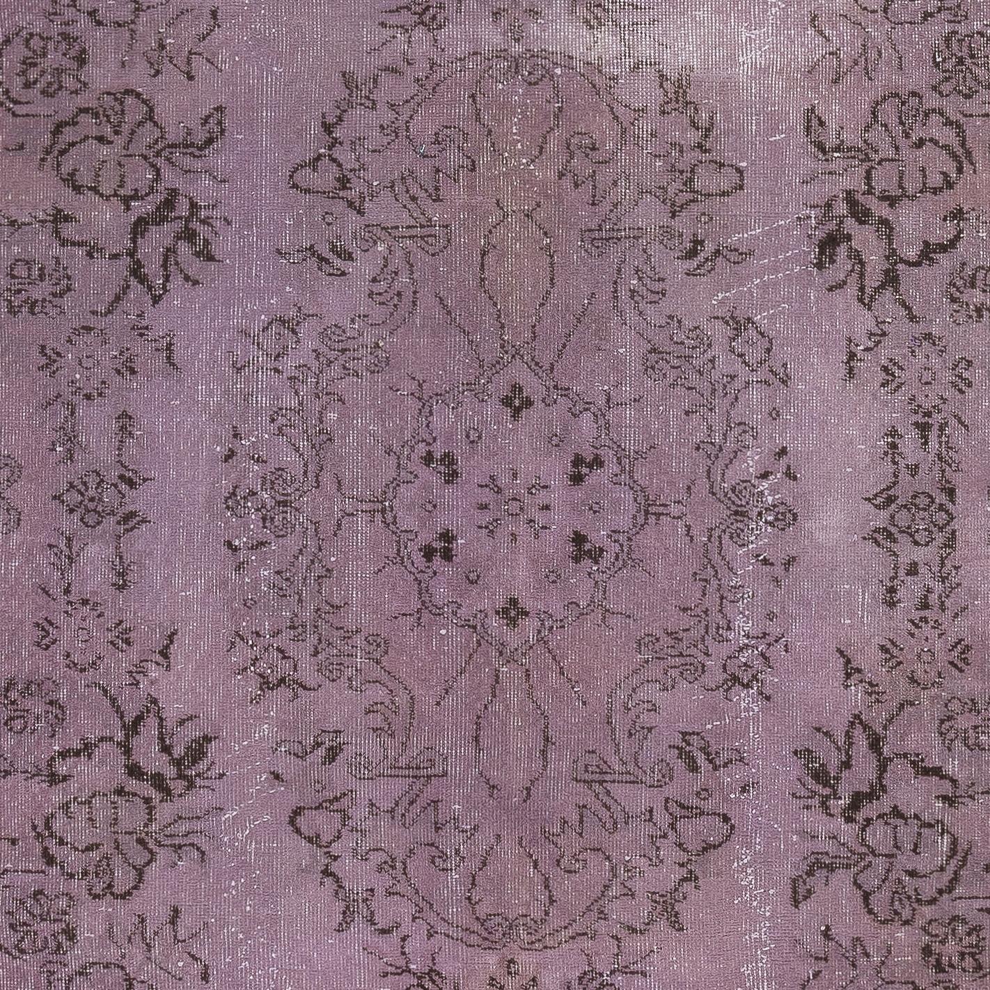 Alfombra antibacteriana moderna de color morado, 5x8,8 pies, hecha a mano en Turquía Anudado a mano en venta