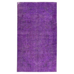 5x8.8 Ft Vintage Handmade Turkish Rug Over-Dyed in Purple for Modern Interiors