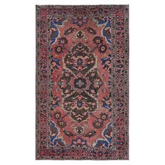 Handgeknüpfter Teppich aus reiner Wolle, 152 x 269 cm, rosa Vintage-Perserteppich aus Hamadan mit Medaillon