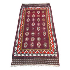 5'x9' Antique Qashqai / Kashkooli - Flatwoven Persian Kilim - Maroon