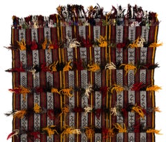 5.2x9.2 Ft Banded Tribal Kilim Flat-Weave Rug Revêtement de sol avec laine coton