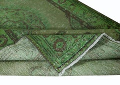 5x9 Ft Handmade Green Carpet from Turkey, Modern Living Room Decor Rug