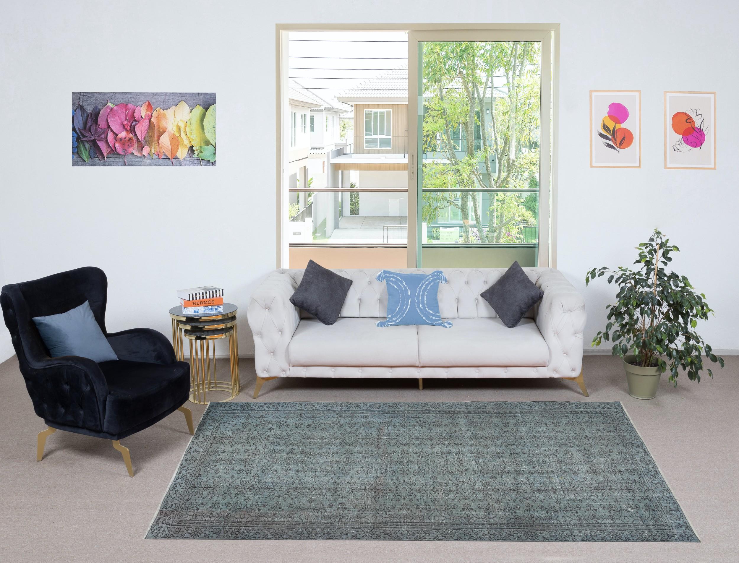 Our over-dyed rugs are all hand-knotted vintage pieces that are recreated in our workshop to cater to a wider range of interior design choices from modern to coastal, from industrial to rustic/cottage. These 50 to 70 year-old rugs were hand-knotted