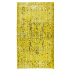 5x9 Ft Yellow Handmade Turkish Contemporary Area Rug with Medallion Design