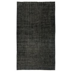 Tappeto vintage per l
area turca fatto a mano di 5x9 piedi, sovratinto in nero per interni moderni