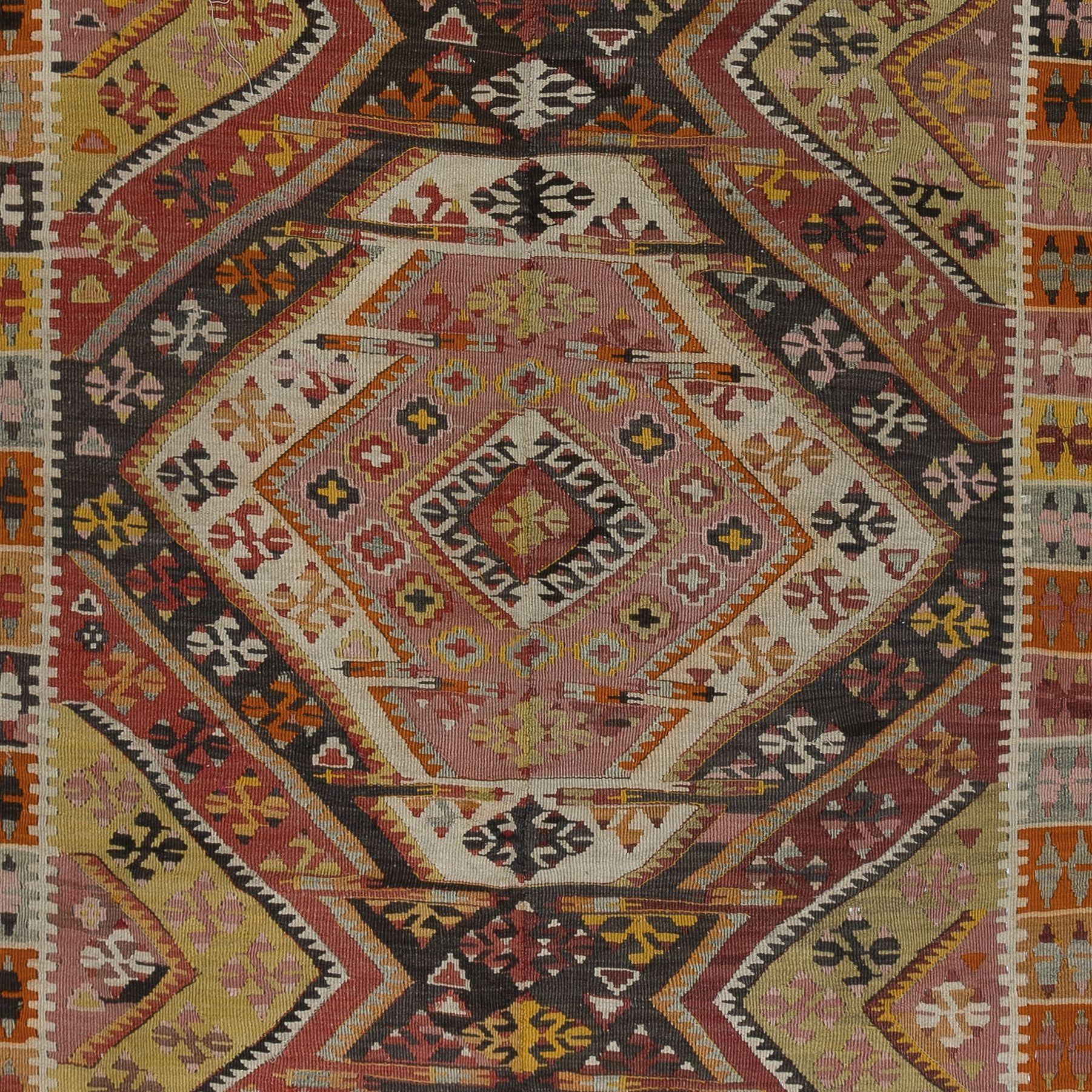 Hand-Woven 5x9.2 Ft Nomadic Vintage Anatolian Kilim, Flat-Weave Colorful Rug, All Wool For Sale