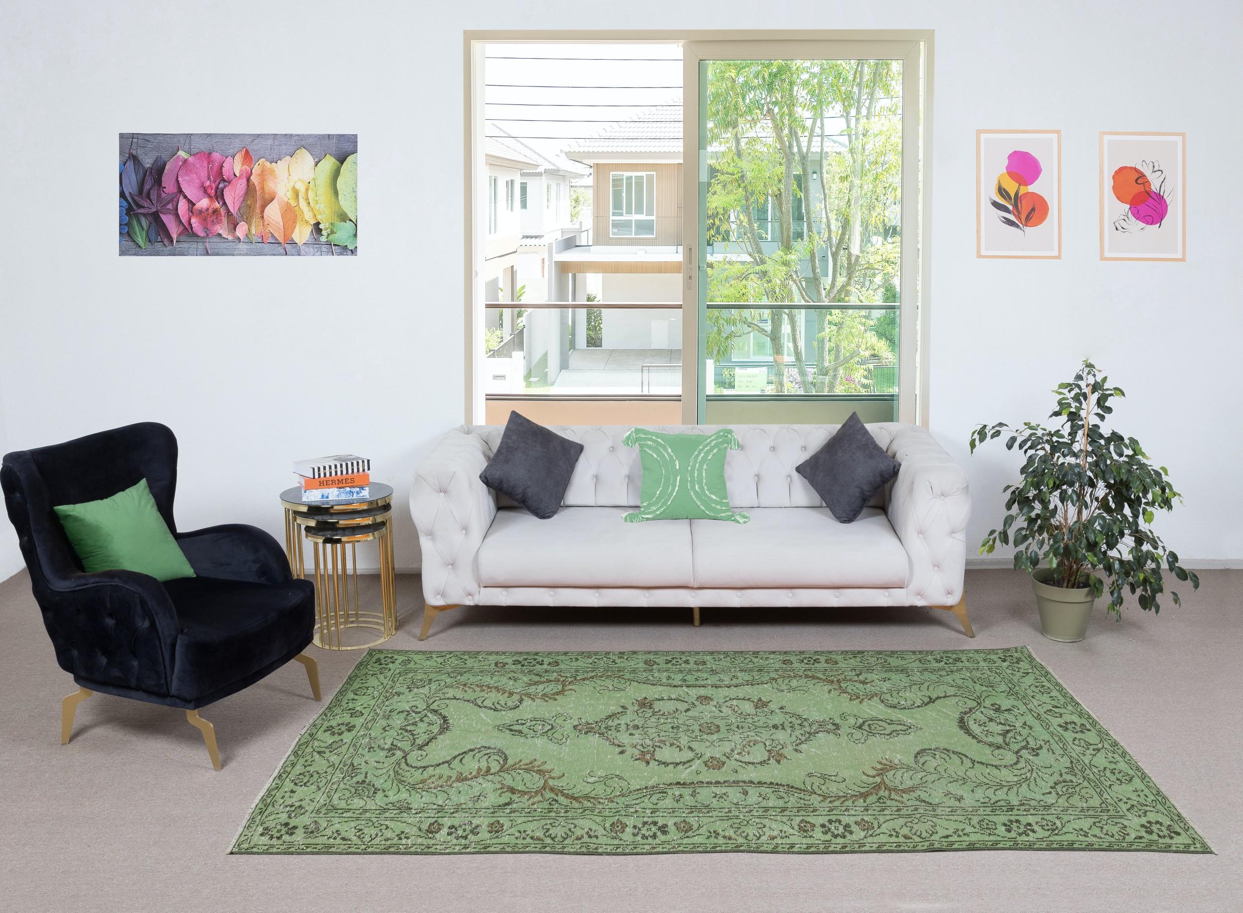 Our over-dyed rugs are all hand-knotted vintage pieces that are recreated in our workshop to cater to a wider range of interior design choices from modern to coastal, from industrial to rustic/cottage. These 50 to 70 year-old rugs were hand-knotted