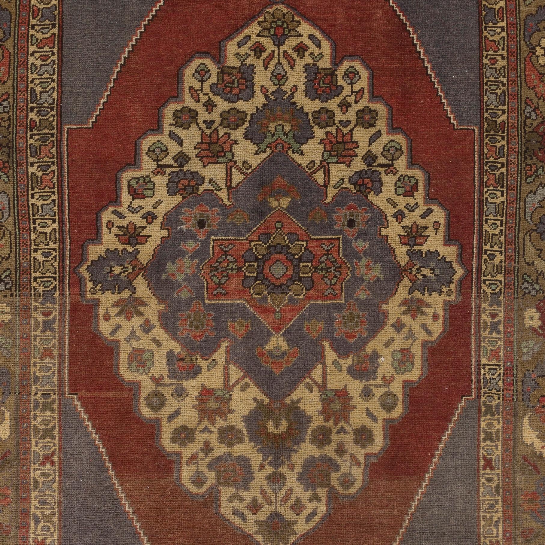 Rustic 5x9.4 Ft Handmade Turkish Village Rug. One of Kind Oriental Carpet, All Wool For Sale