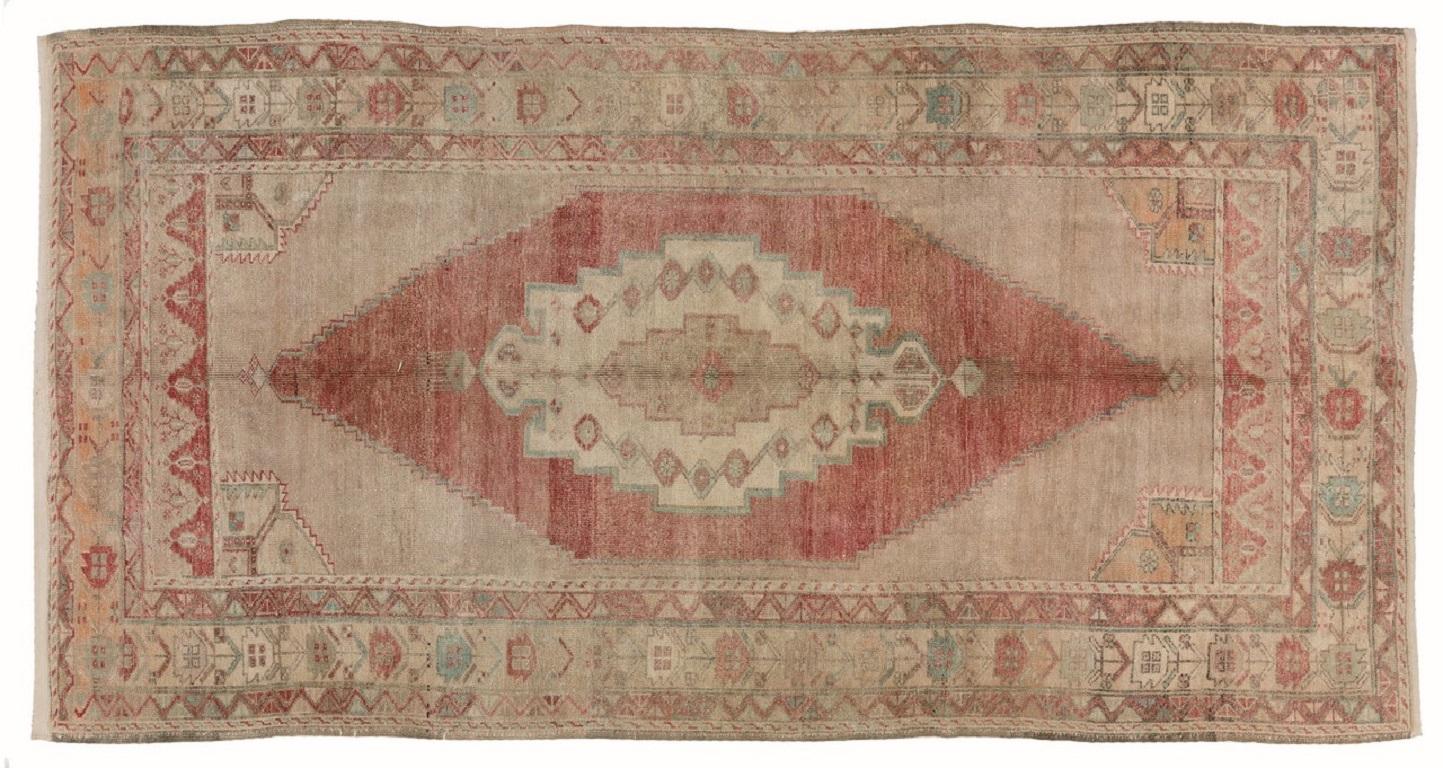 Hand-Knotted 5x9.4 Ft Vintage Oriental Rug for Country Homes, Tribal, Traditional Interior For Sale