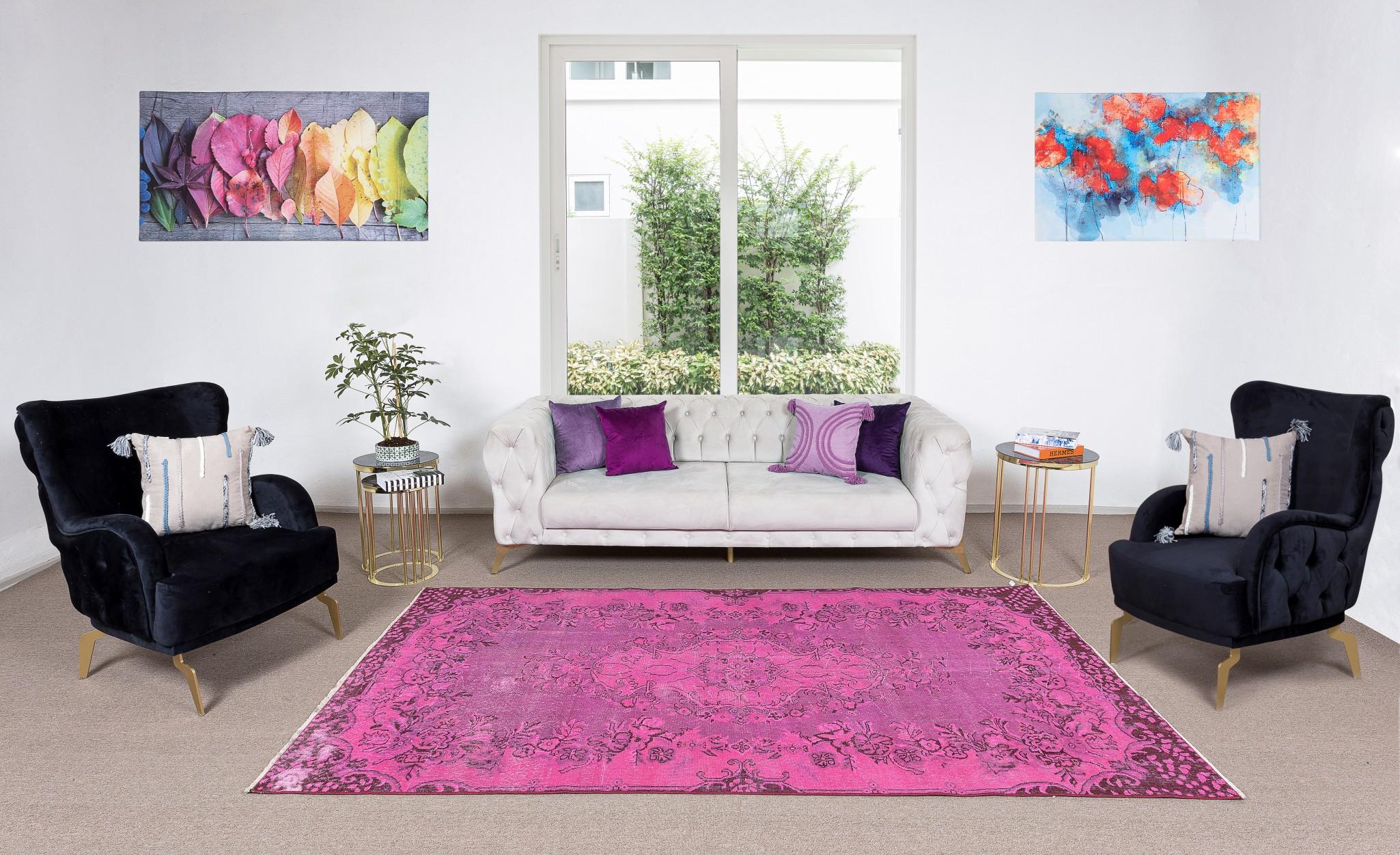 Our over-dyed rugs are all hand-knotted vintage pieces that are recreated in our workshop to cater to a wider range of interior design choices from modern to coastal, from industrial to rustic/cottage. These 50 to 70 year-old rugs were hand-knotted