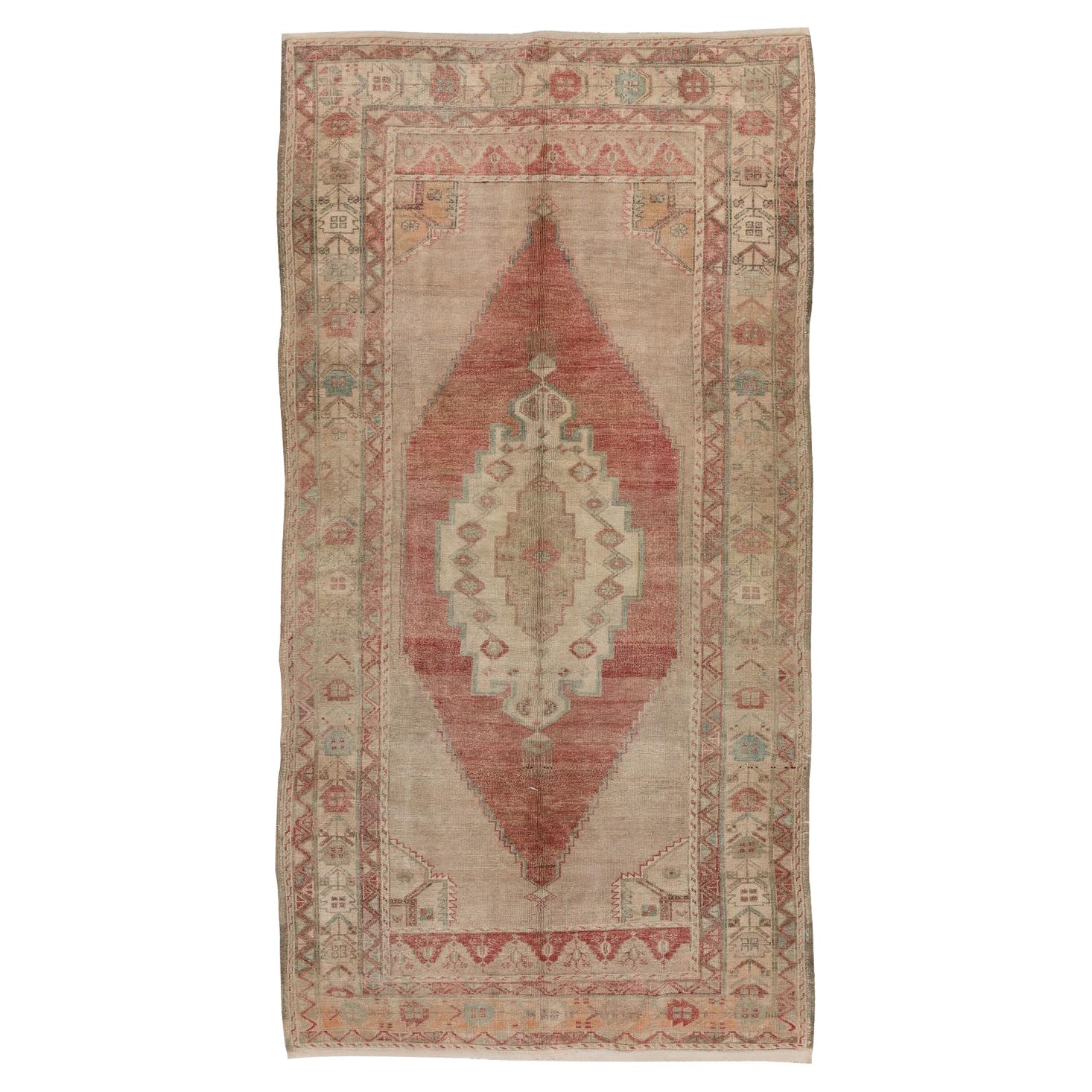 Tappeto orientale vintage 5x9.4 Ft per case di campagna, tribali, interni tradizionali