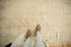 Vintage Distressed Oushak Carpet