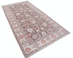 5x9.6 ft Hand Knotted Taupe, Beige, Blush Rug. Traditional Floral Pattern Carpet